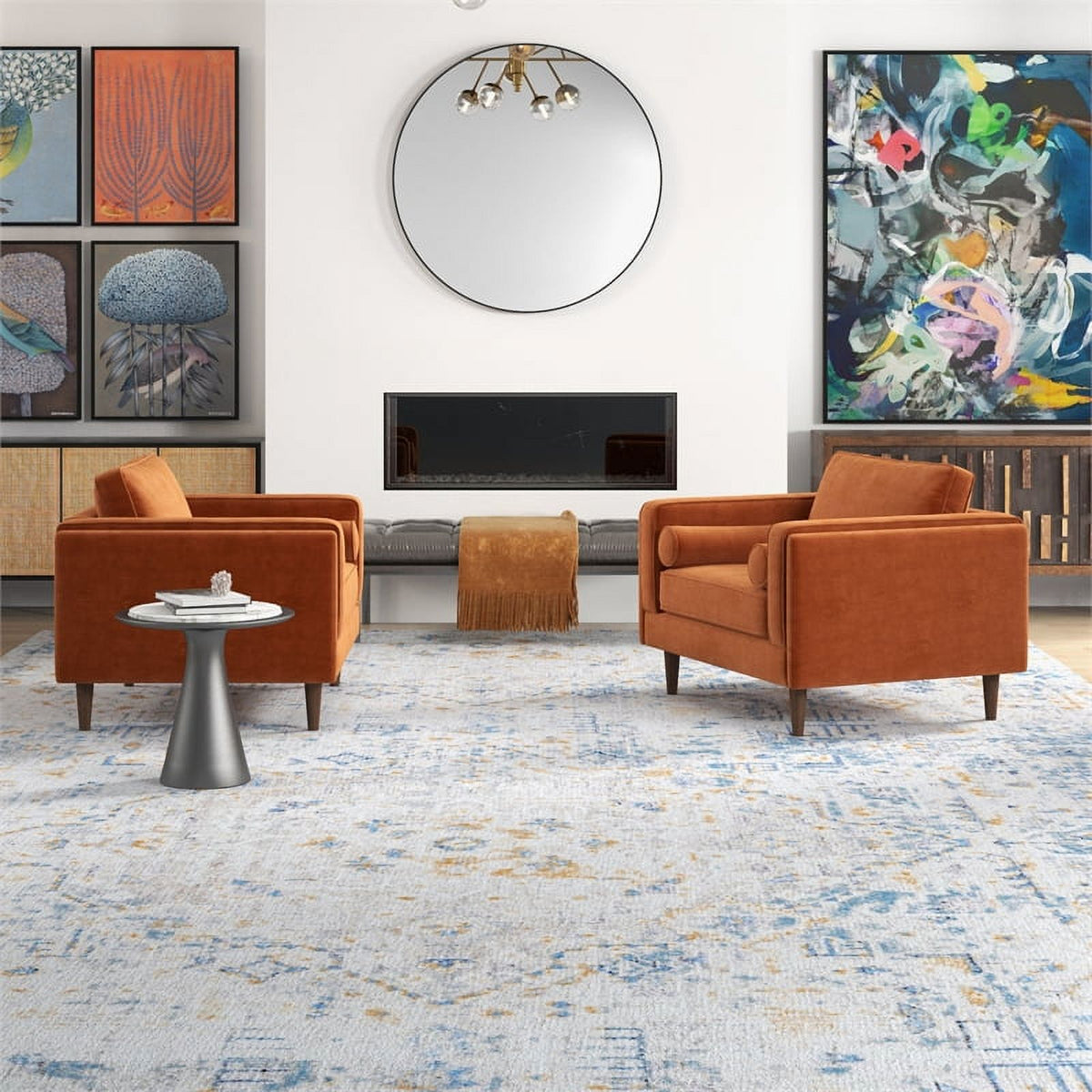 Orange Velvet Lounge Chair Set of 2 S421746