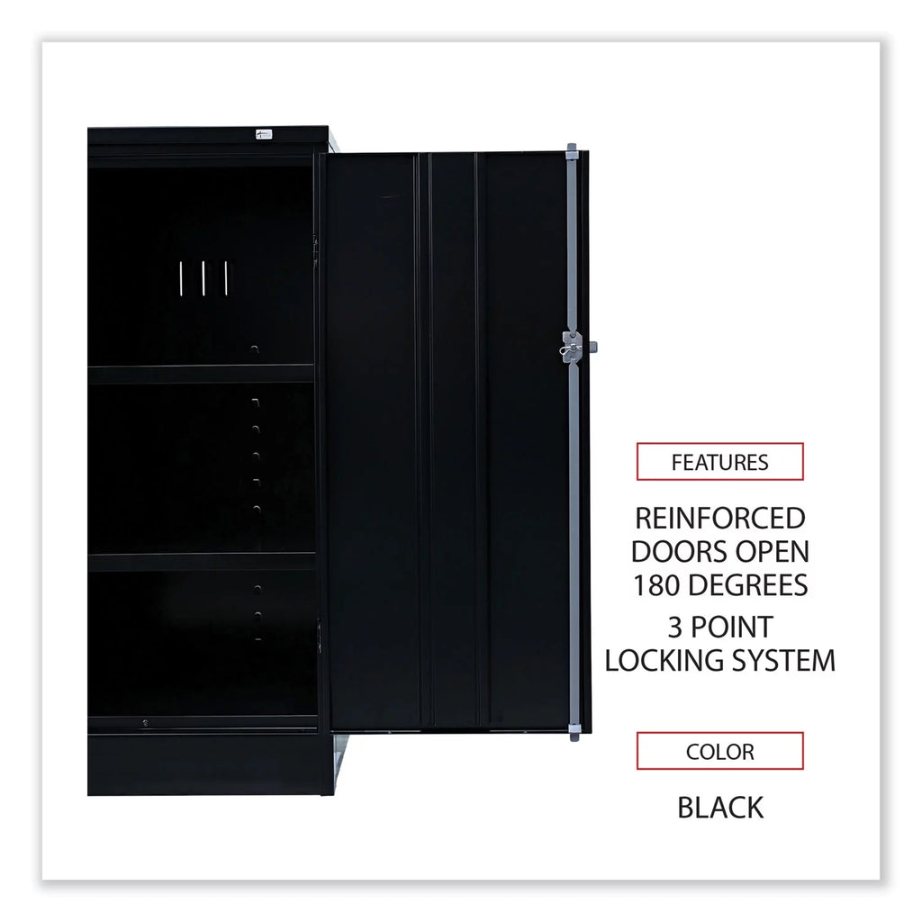 Black Heavy-Duty Welded Storage Cabinet with Two Adjustable Shelves Q34507