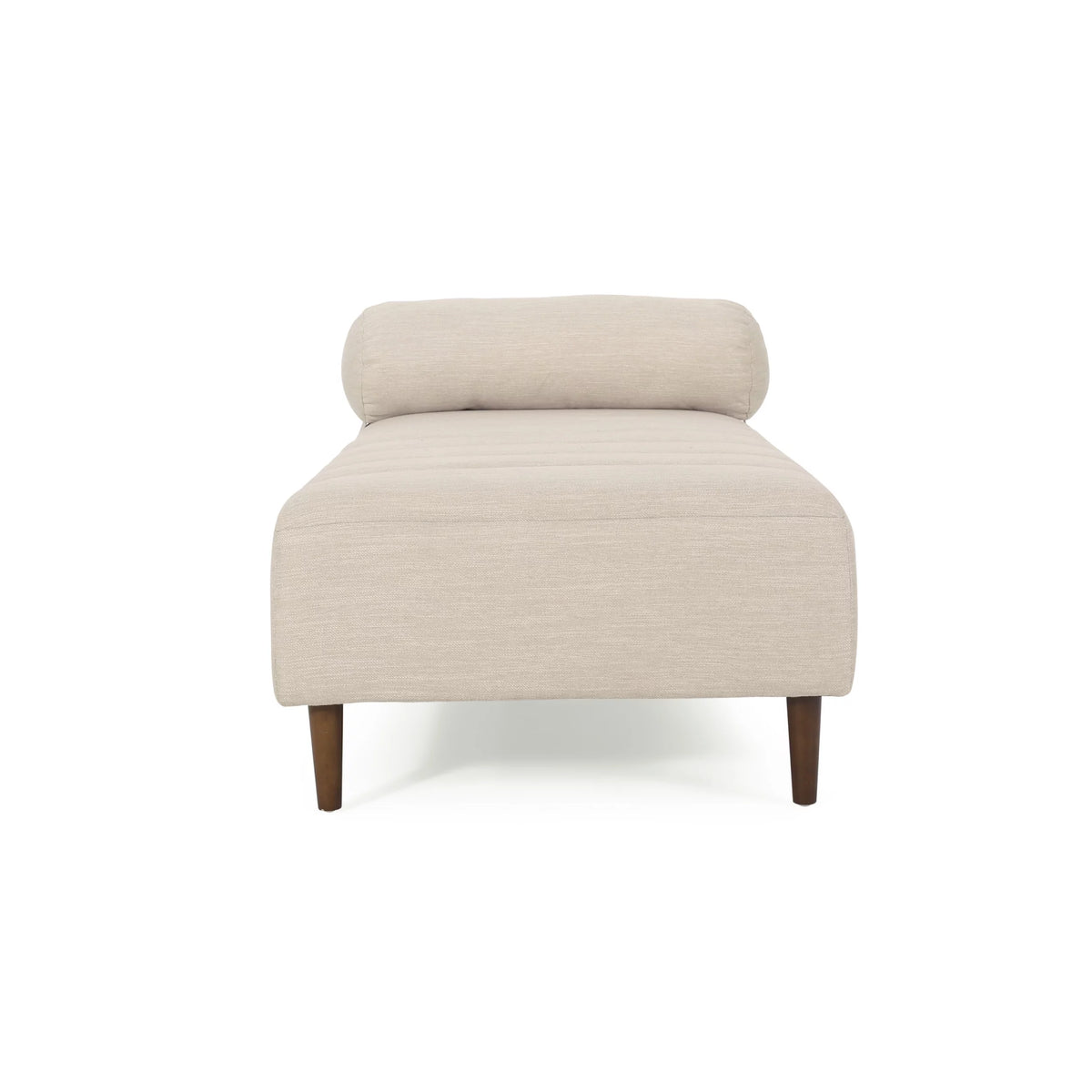 Beige Fabric Tufted Chaise Lounge with Bolster Pillow T352