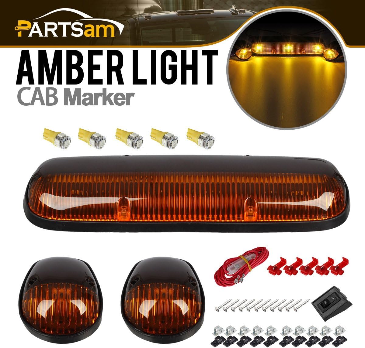 3PCS Amber Cab Roof Running Marker Lights with 5xT10 5050 Amber LEDs Y7689