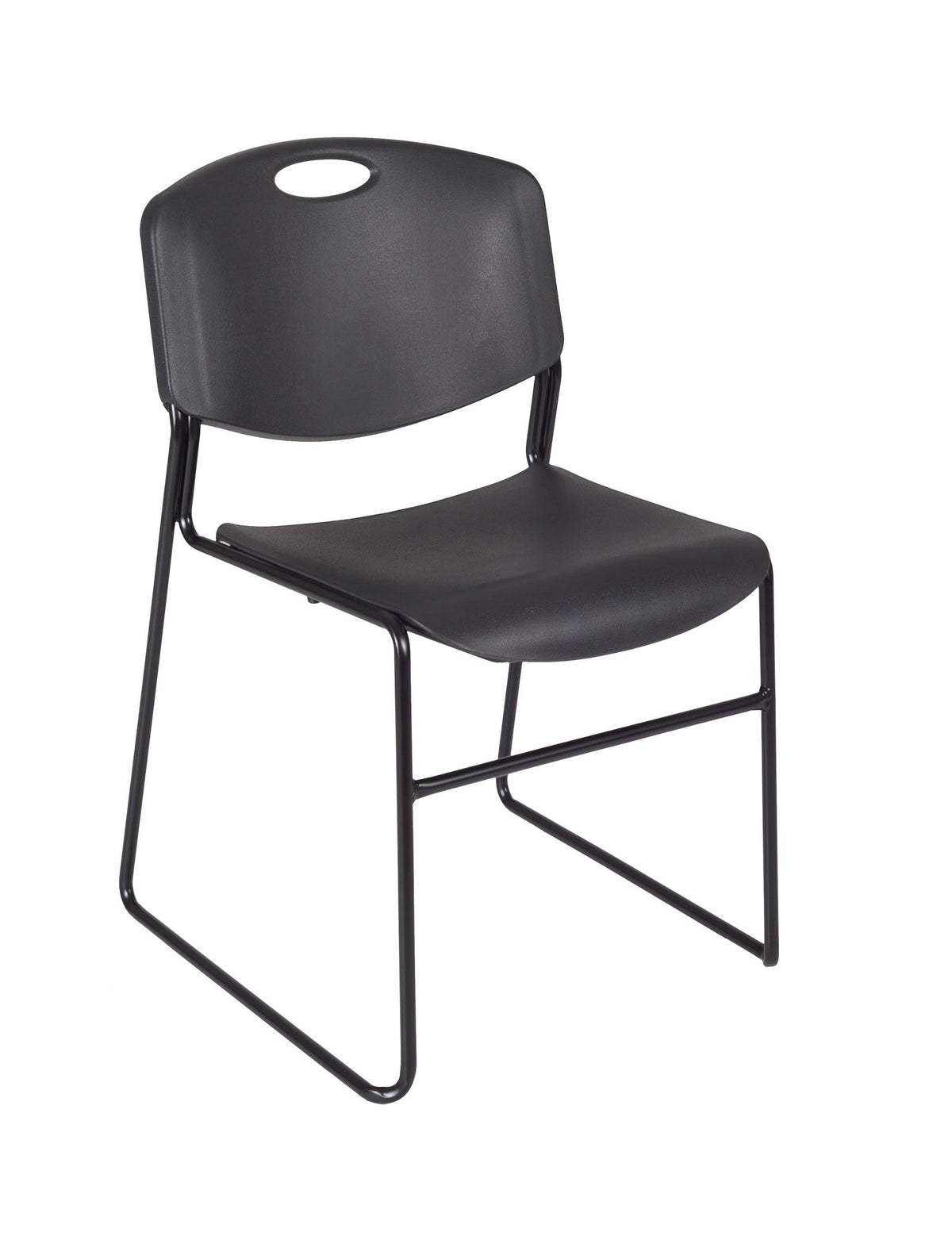 Beige Round Breakroom Table with 4 Black Stack Chairs G599