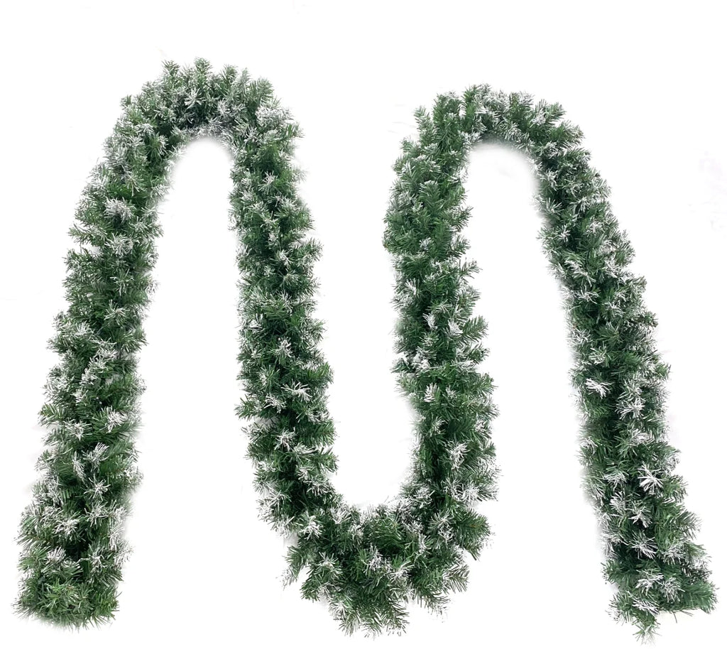 18ft Snow Flocked Christmas Garland with 50 LED Lights and Timer C33915