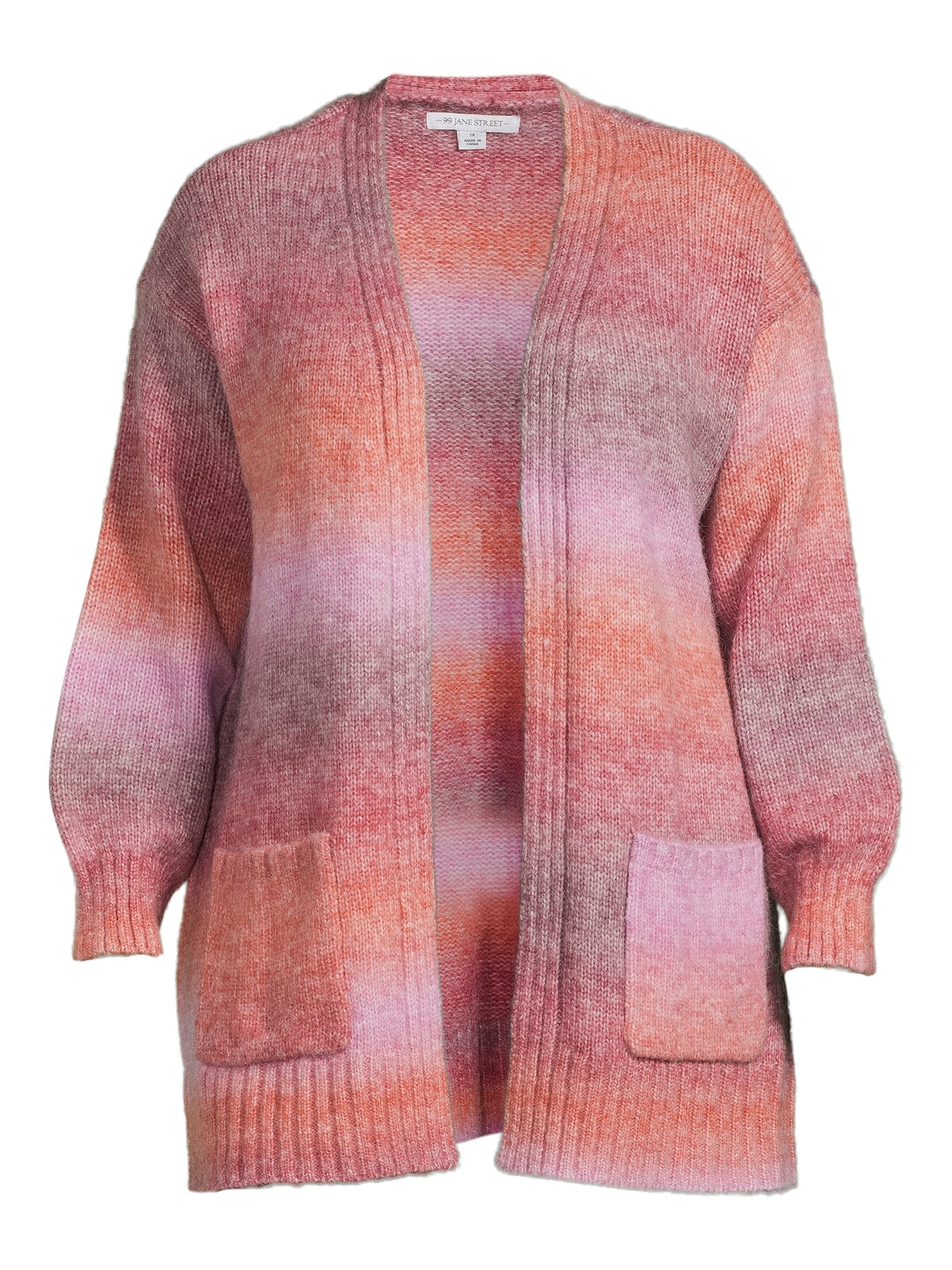Women's Plus Size Drop Shoulder Open Cardigan with Balloon Sleeves D1474