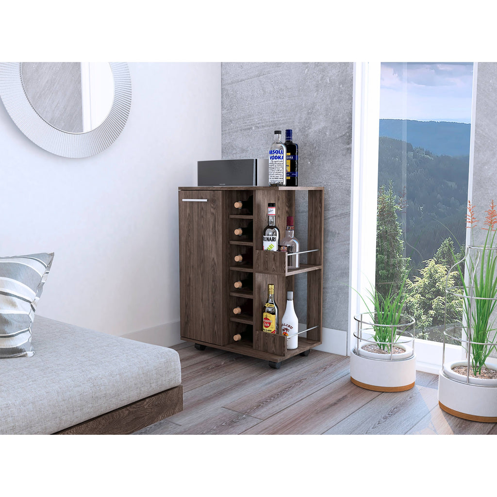 Weathered Oak Bar Cart Cabinet X63913