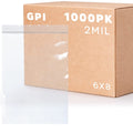 6” x 8” 2 Mil Clear Resealable Ziplock Bags 1000-Pack W286