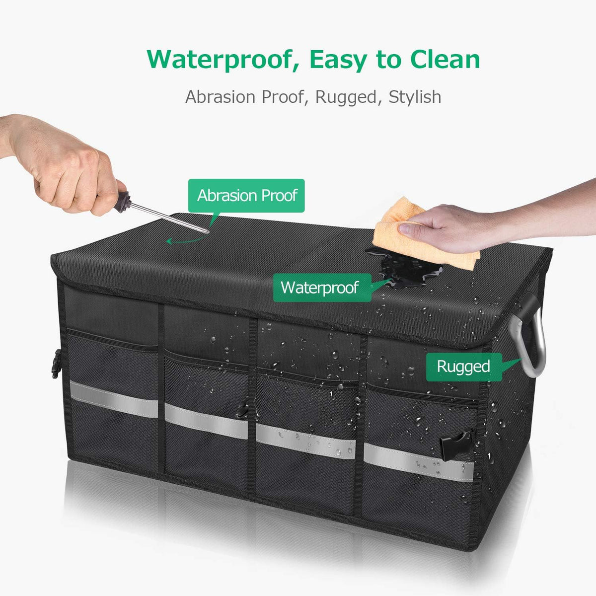 Waterproof Collapsible Trunk Organizer with Aluminium Alloy Handle, Pack of 2 M70925
