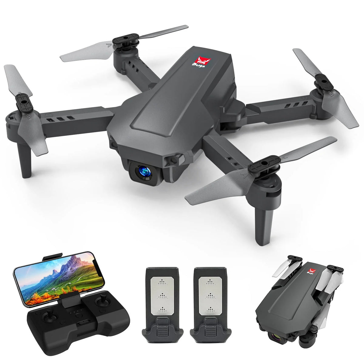 Mini Foldable Drone, 1080P HD FPV Camera Wifi RC Quadcopter, Voice/Gesture Control, Black U5784