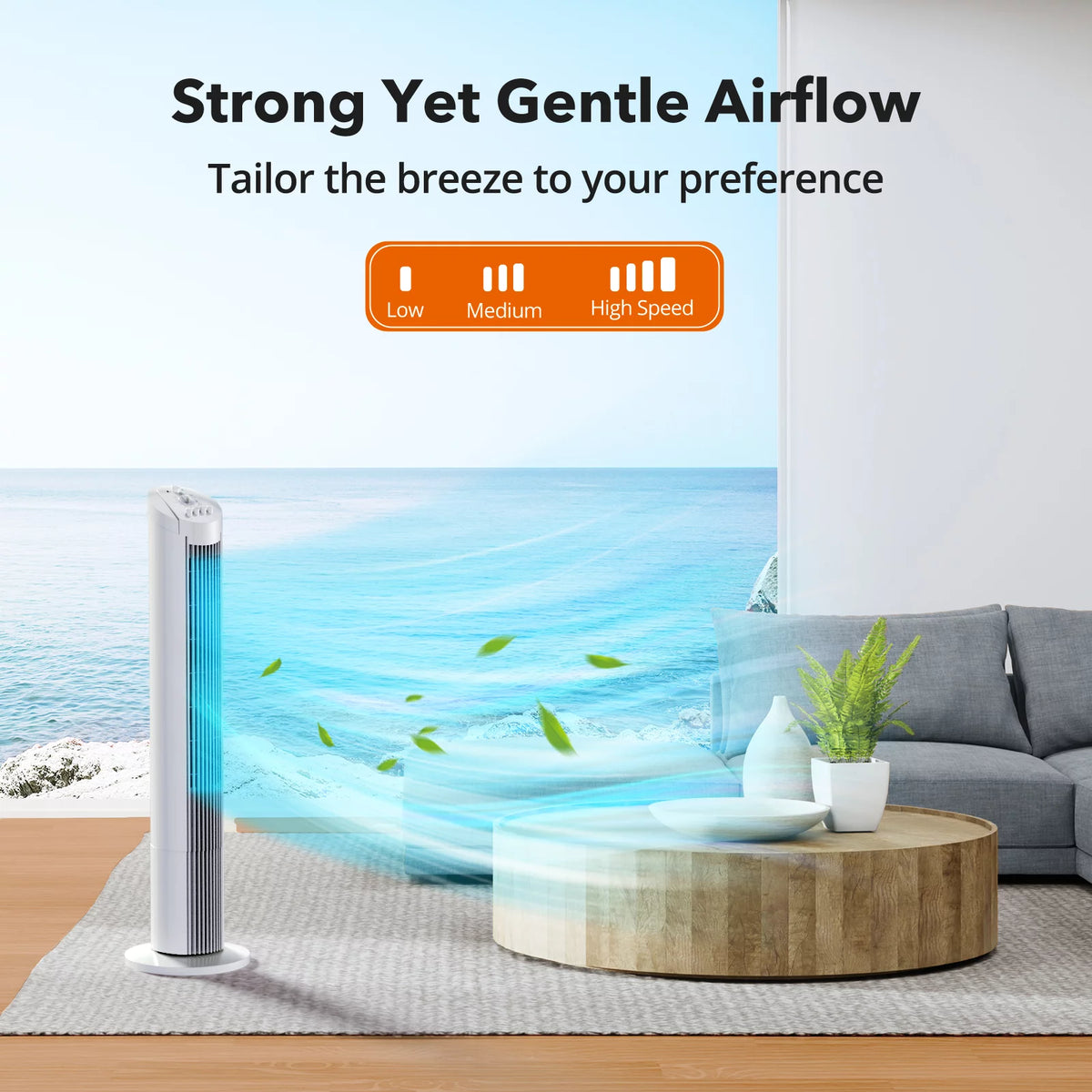 Black 36 Tower Fan with 3 Speed Settings D83589