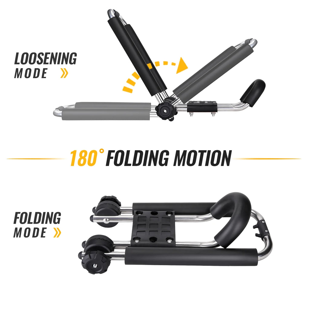 Stainless Steel J-Bar Rack Roof Top Mount with Ratchet Straps, Folding Carrier E519
