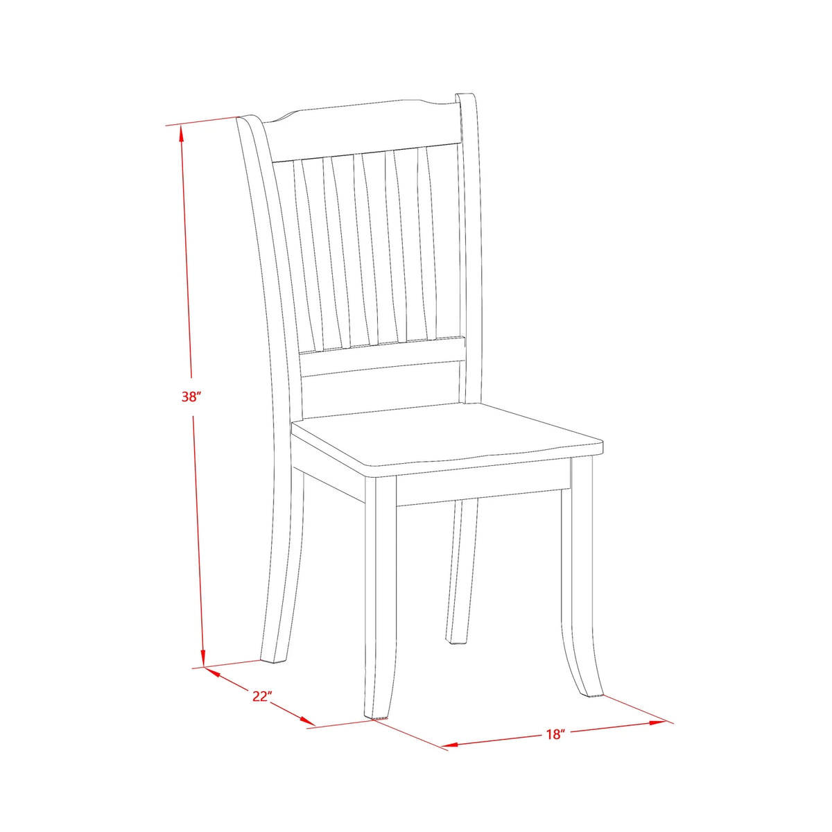 5 Piece Wood Dining Set with Slatted Chairs G57512