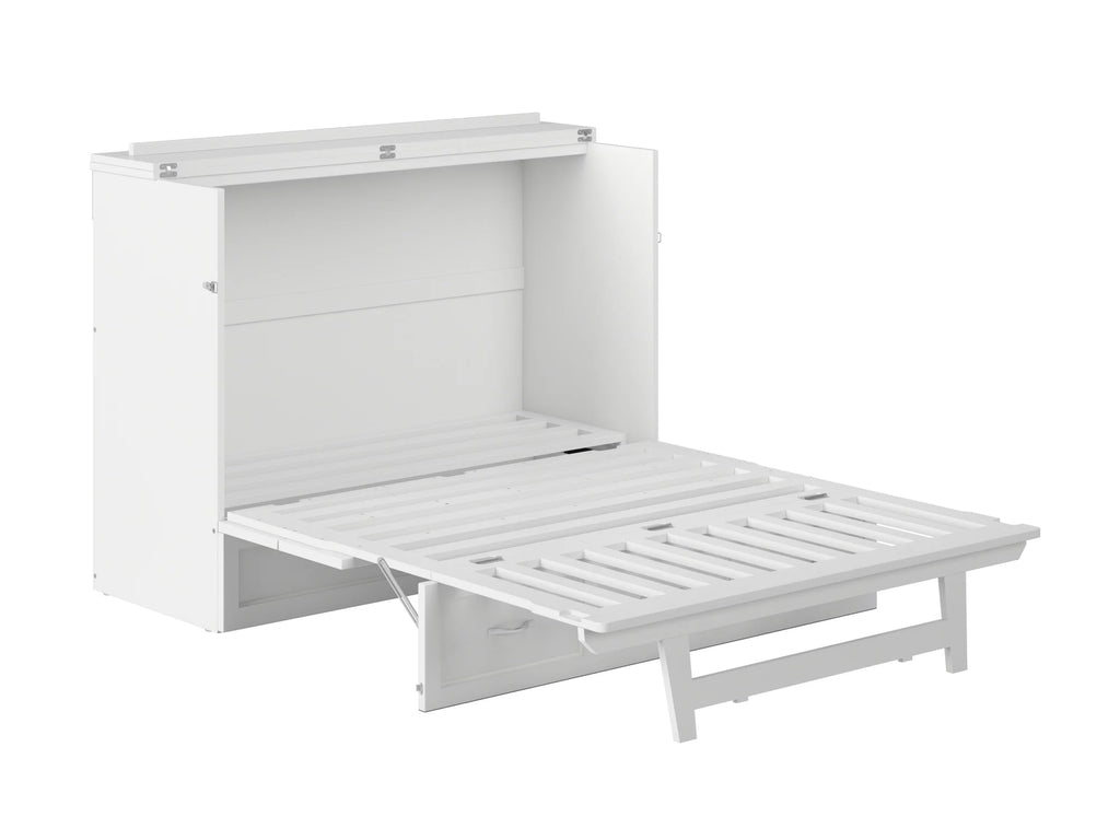 White Solid Wood Murphy Bed Chest with Mattress X308708
