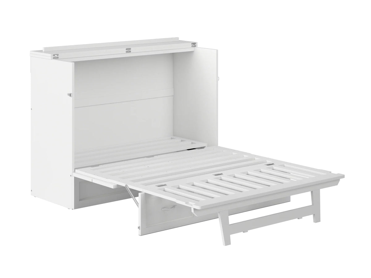 White Solid Wood Murphy Bed Chest with Mattress X308708