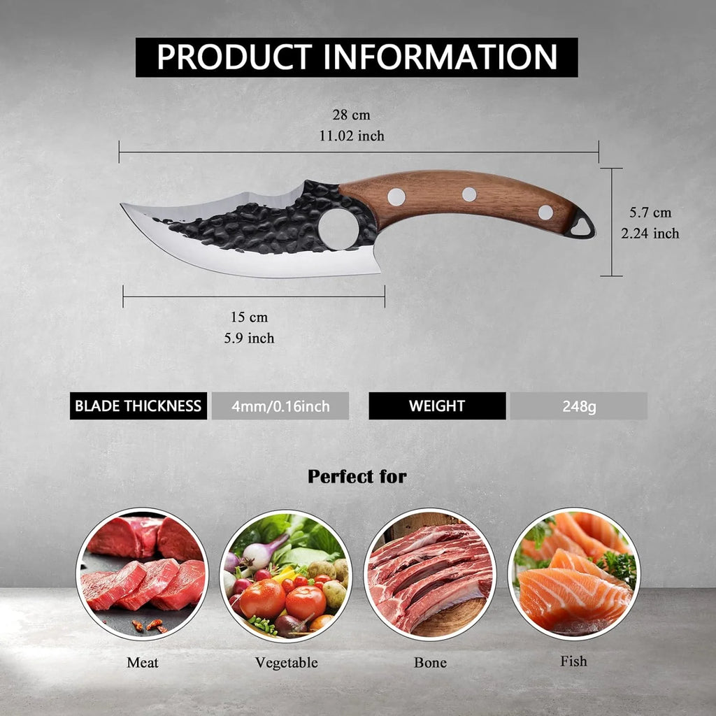 6 Inch High Carbon Steel Meat Cleaver Boning Knife with Sheath R8493
