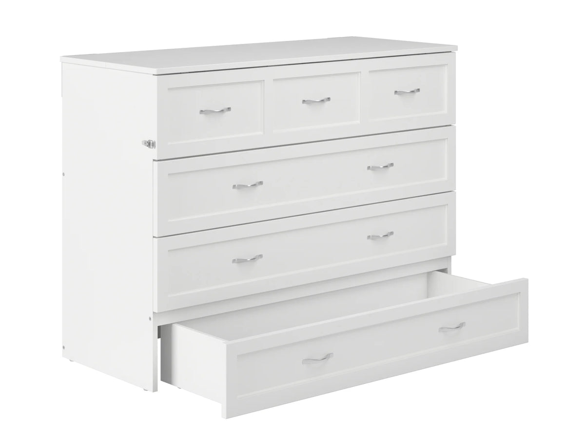 White Solid Wood Murphy Bed Chest with Mattress X308708