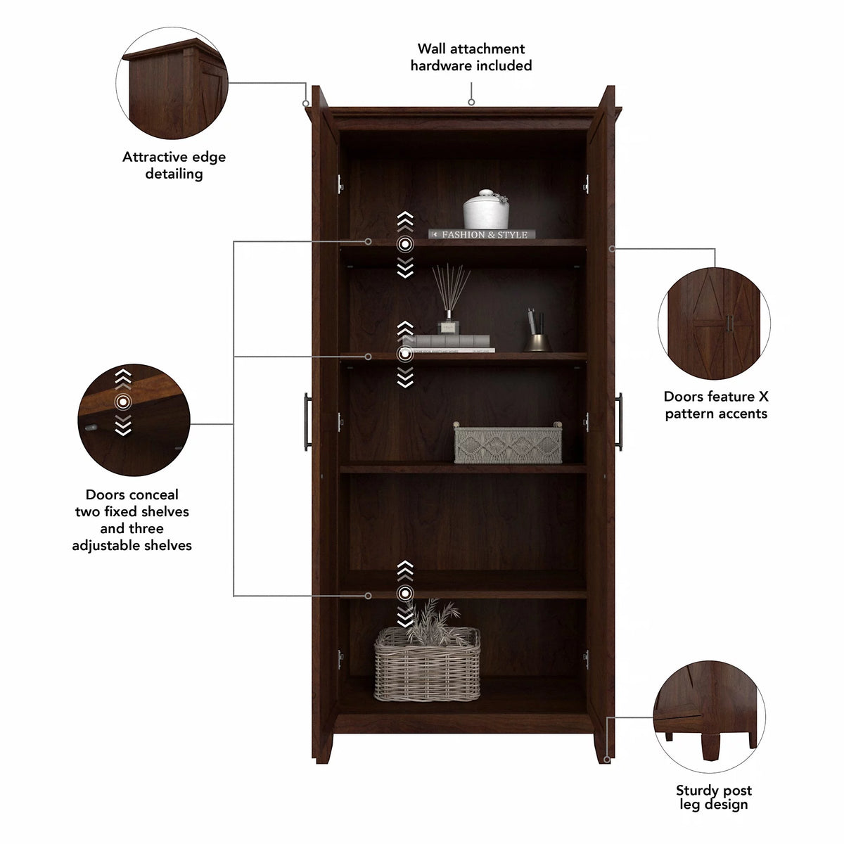 Tall Bathroom Storage Cabinet with Doors A9865