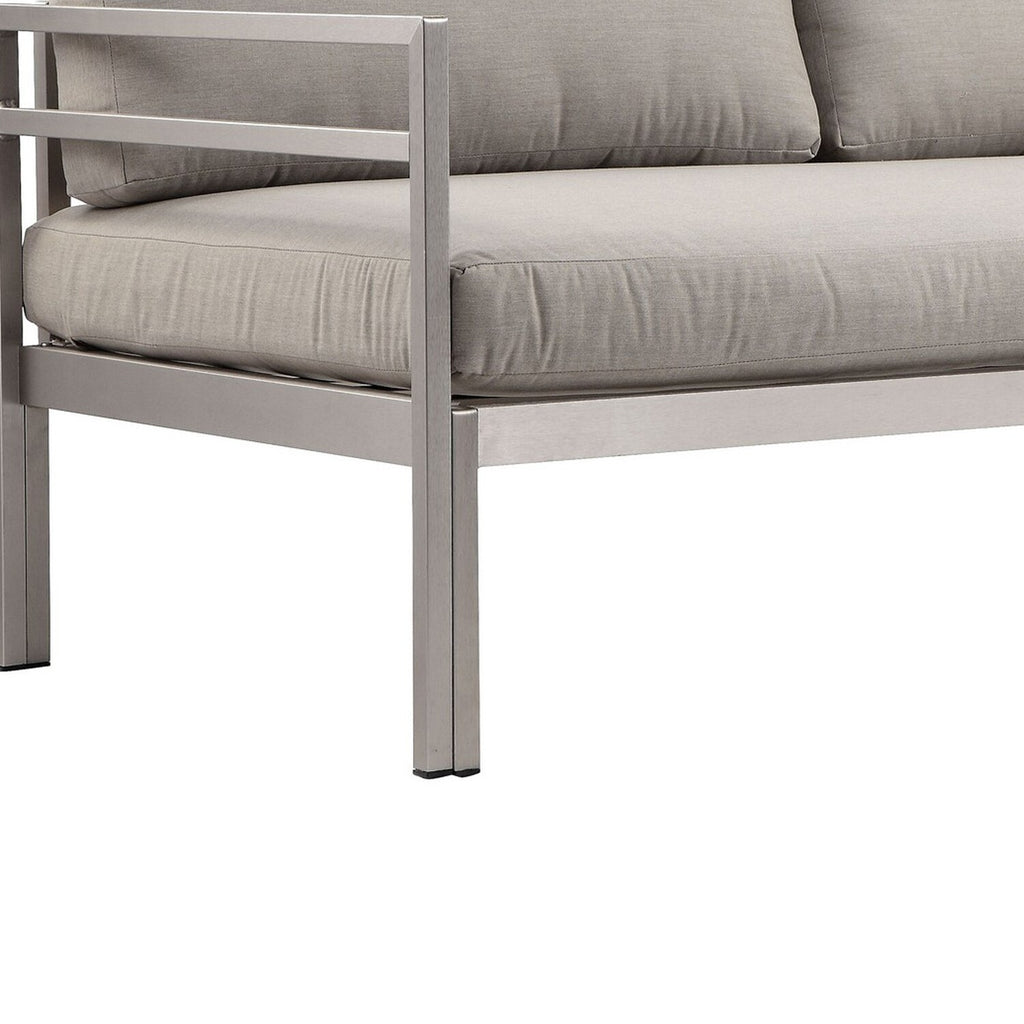 Gray Aluminum Frame Outdoor Sofa with Fabric Cushions T416126