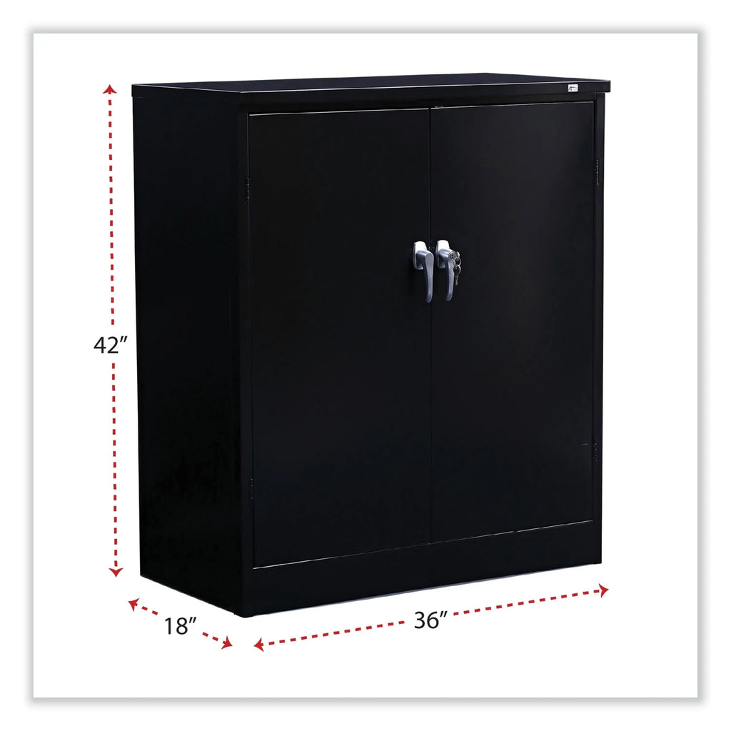 Black Heavy-Duty Welded Storage Cabinet with Two Adjustable Shelves Q34507