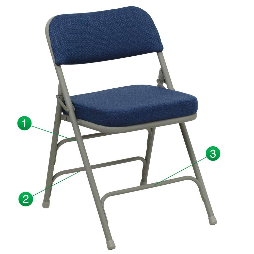 Navy Fabric Metal Folding Chair S981315