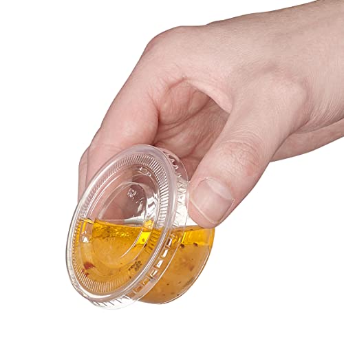 2 oz 100 Count Clear Disposable Plastic Portion Cups with Lids G4898