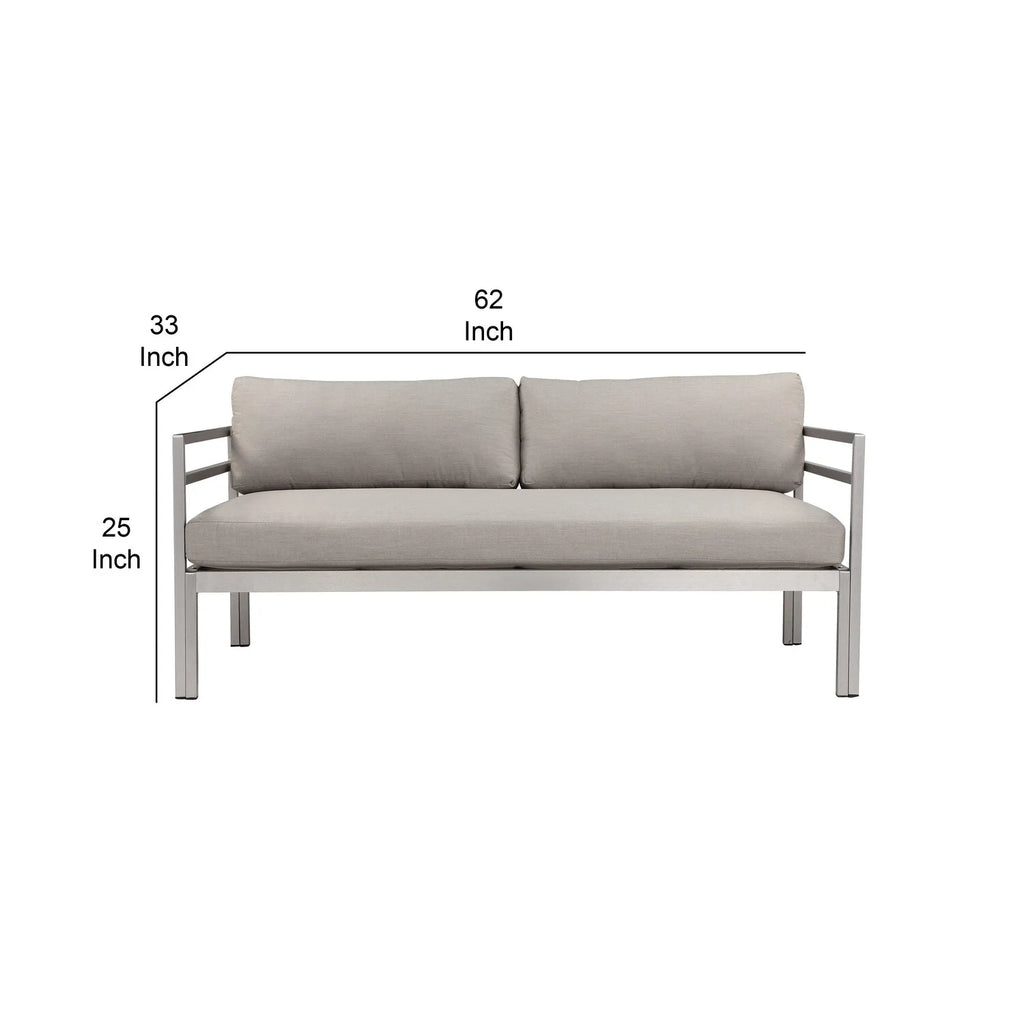 Gray Aluminum Frame Outdoor Sofa with Fabric Cushions T416126