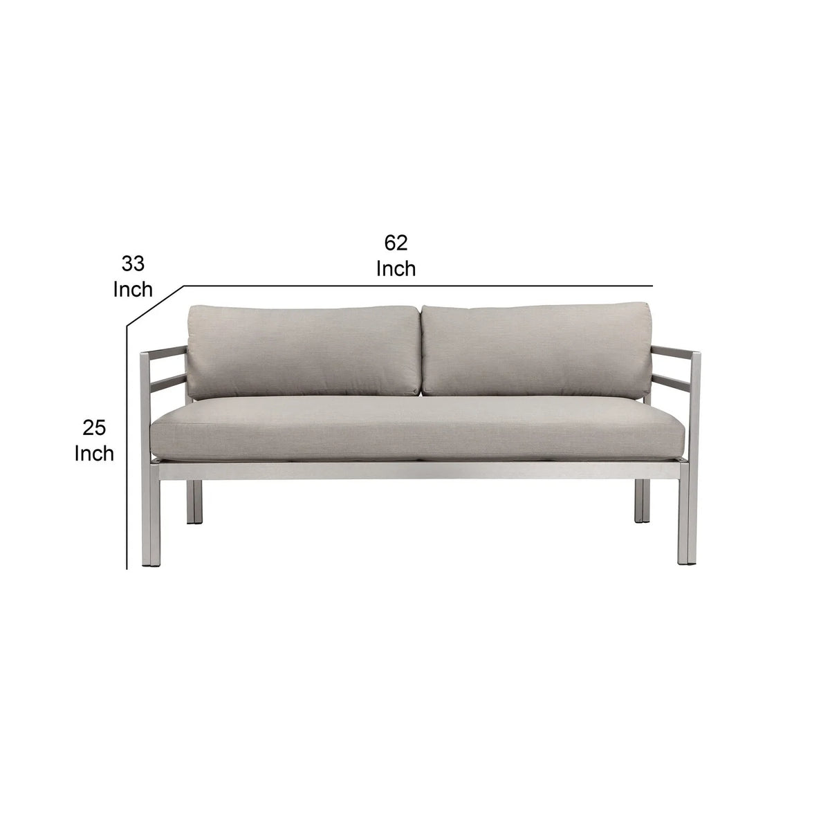 Gray Aluminum Frame Outdoor Sofa with Fabric Cushions T416126