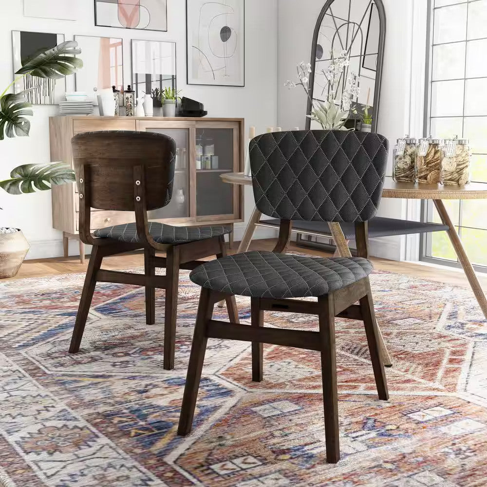 Set of 2 Solid Wood Side Chairs with Fabric Seat F816