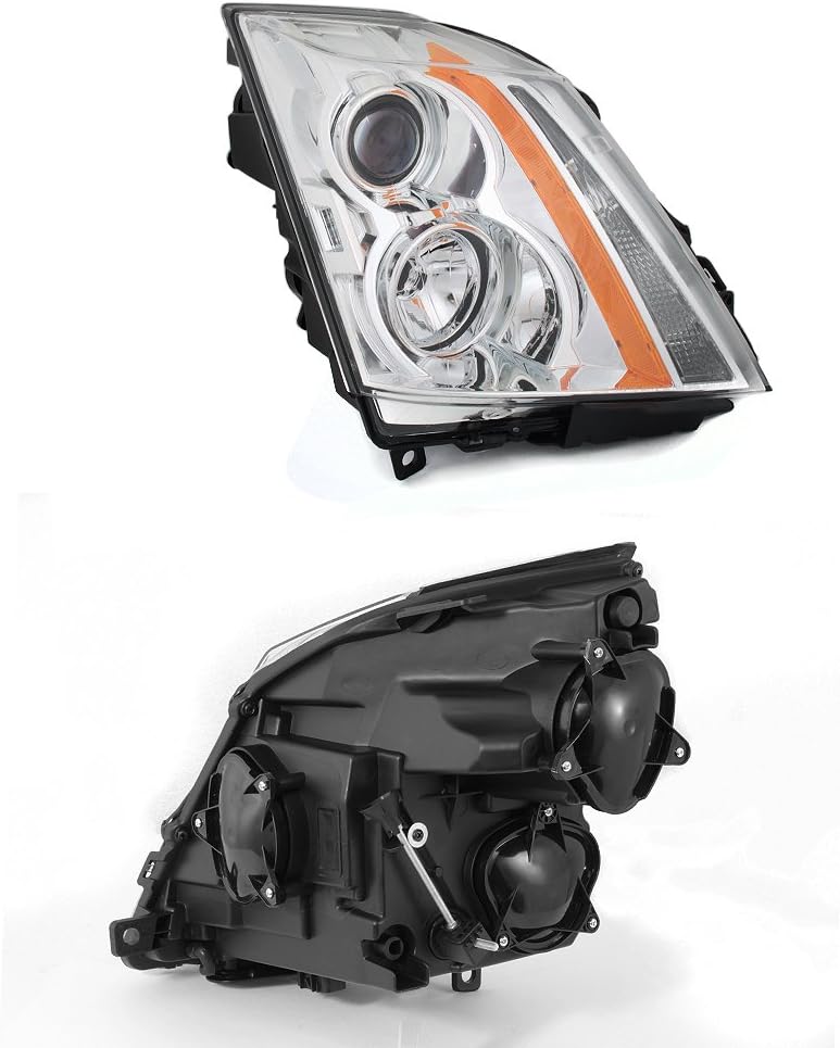 Projector Headlight Assembly Chrome Housing Clear Lens Full Set J8818
