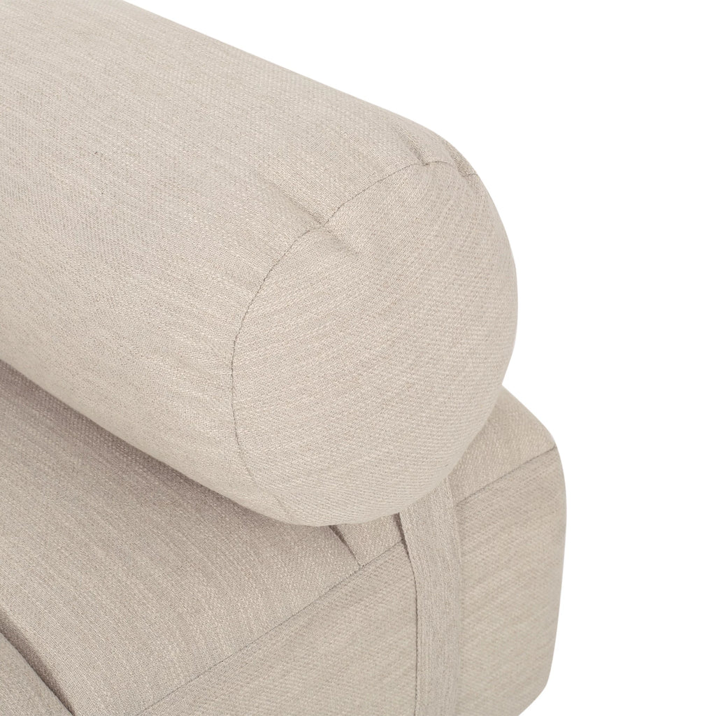 Beige Fabric Tufted Chaise Lounge with Bolster Pillow T352