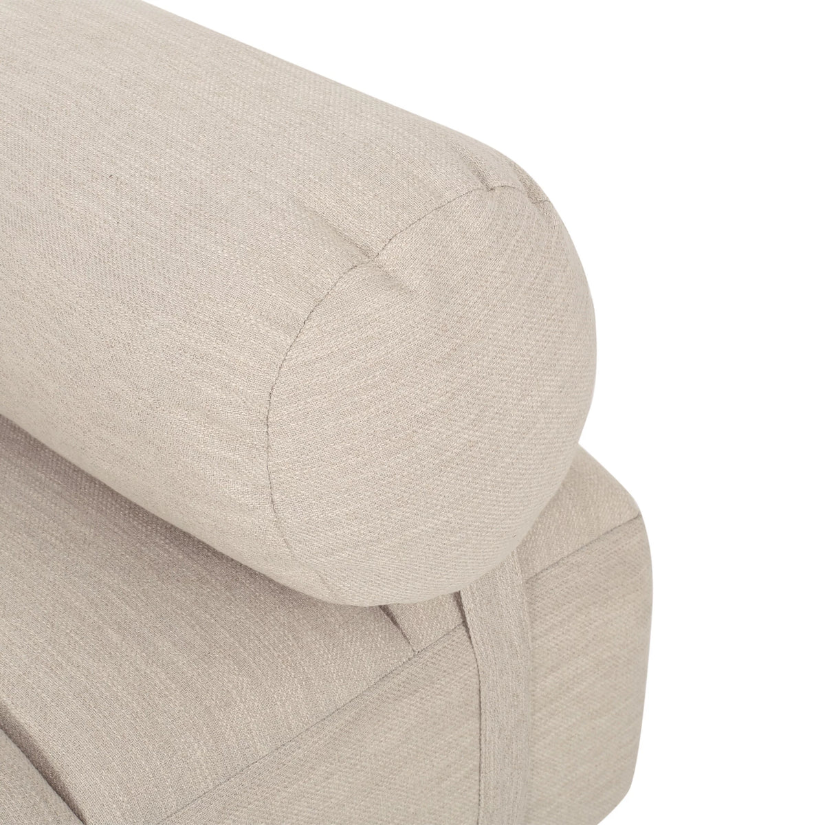 Beige Fabric Tufted Chaise Lounge with Bolster Pillow T352