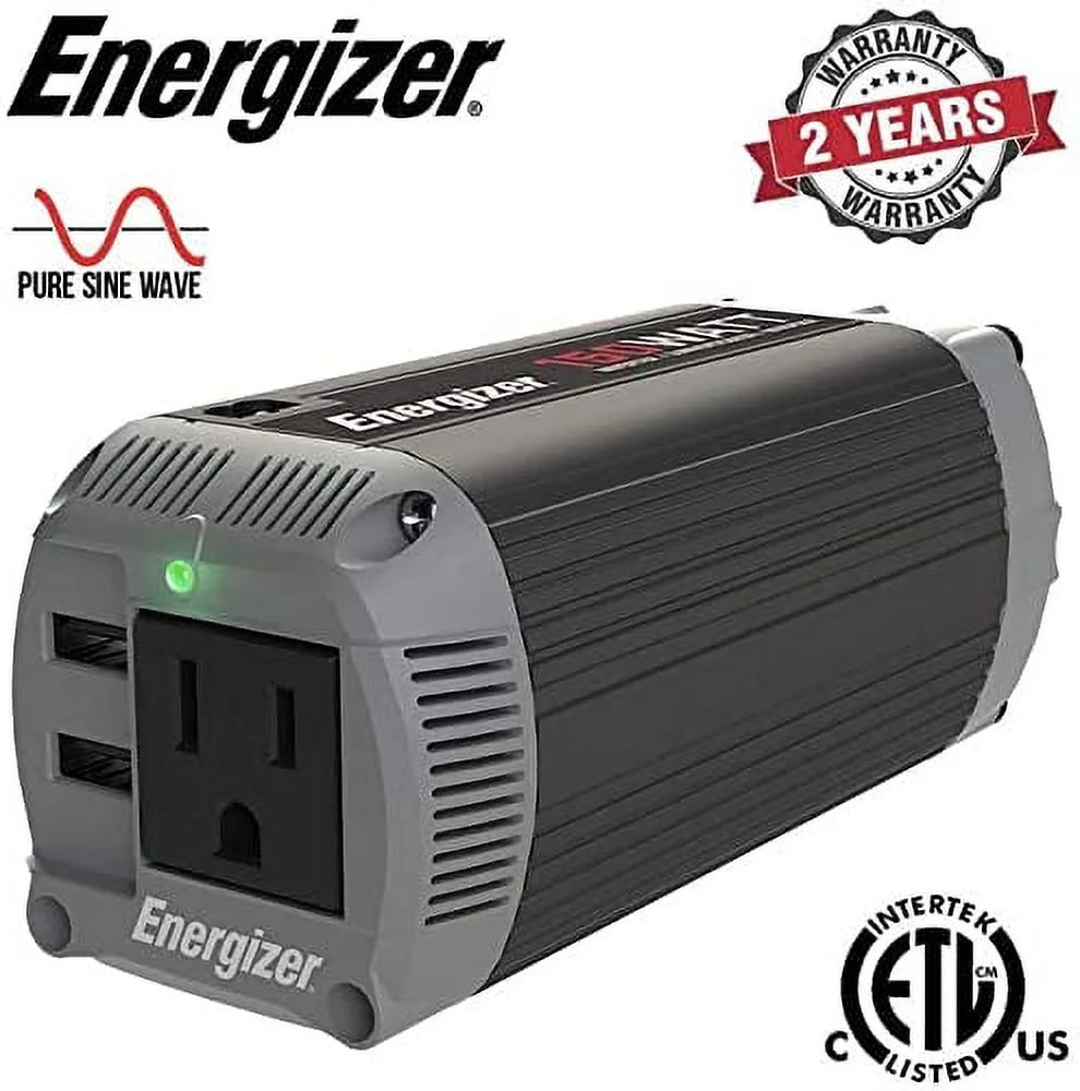 150 Watt Pure Sine Wave Car Power Inverter with Cigarette Lighter Plug and 2 USB Ports U259
