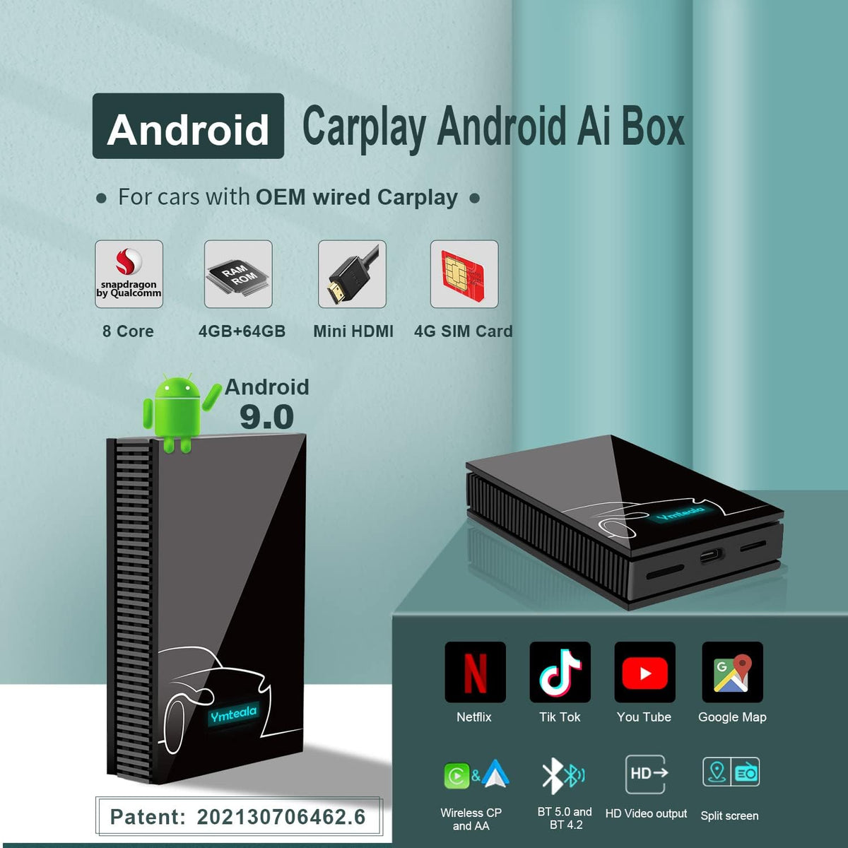 Wireless CarPlay Adapter with 4G Cellular, 8-core, 4G+64G Y71813