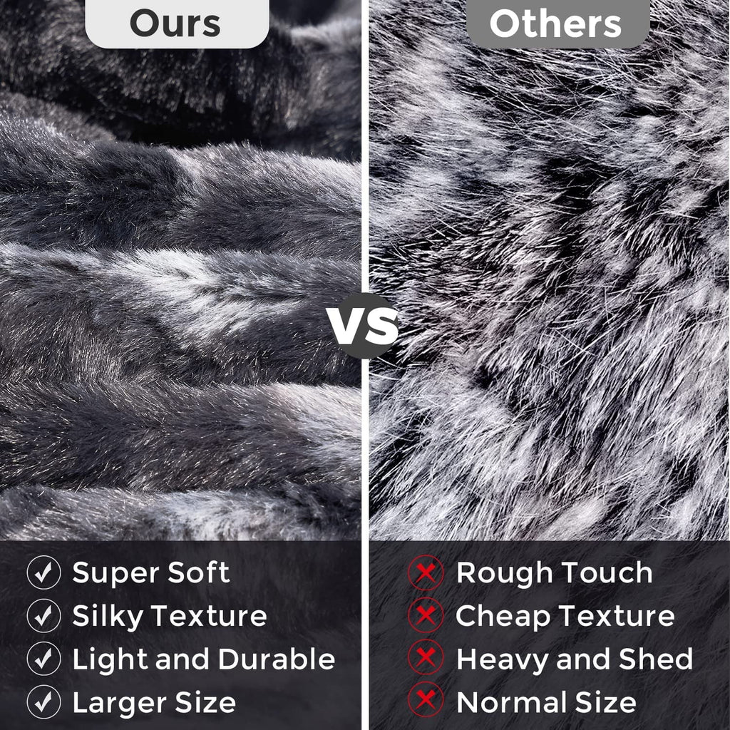 Oversized Soft Fuzzy Faux Fur Sherpa Throw Blanket 60''x80'' Gray E12055