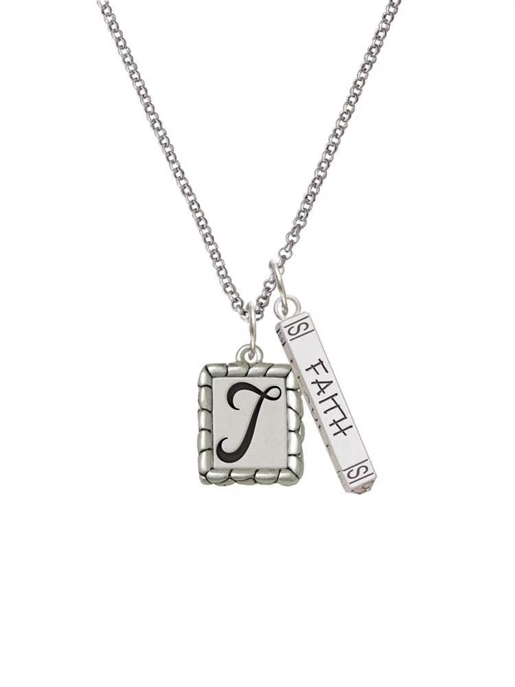 Silvertone Initial Bar Charm Necklace, 23" C21231