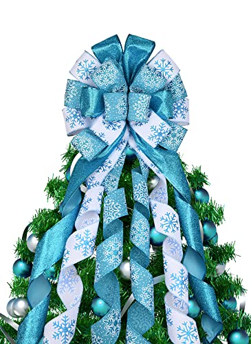 Christmas Tree Topper Bow with Snowflake Pattern X63861