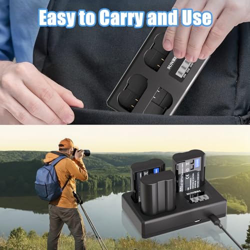 3 Pack EN-EL15C Batteries and Three-Slot Charger Set 2280mAh F252727