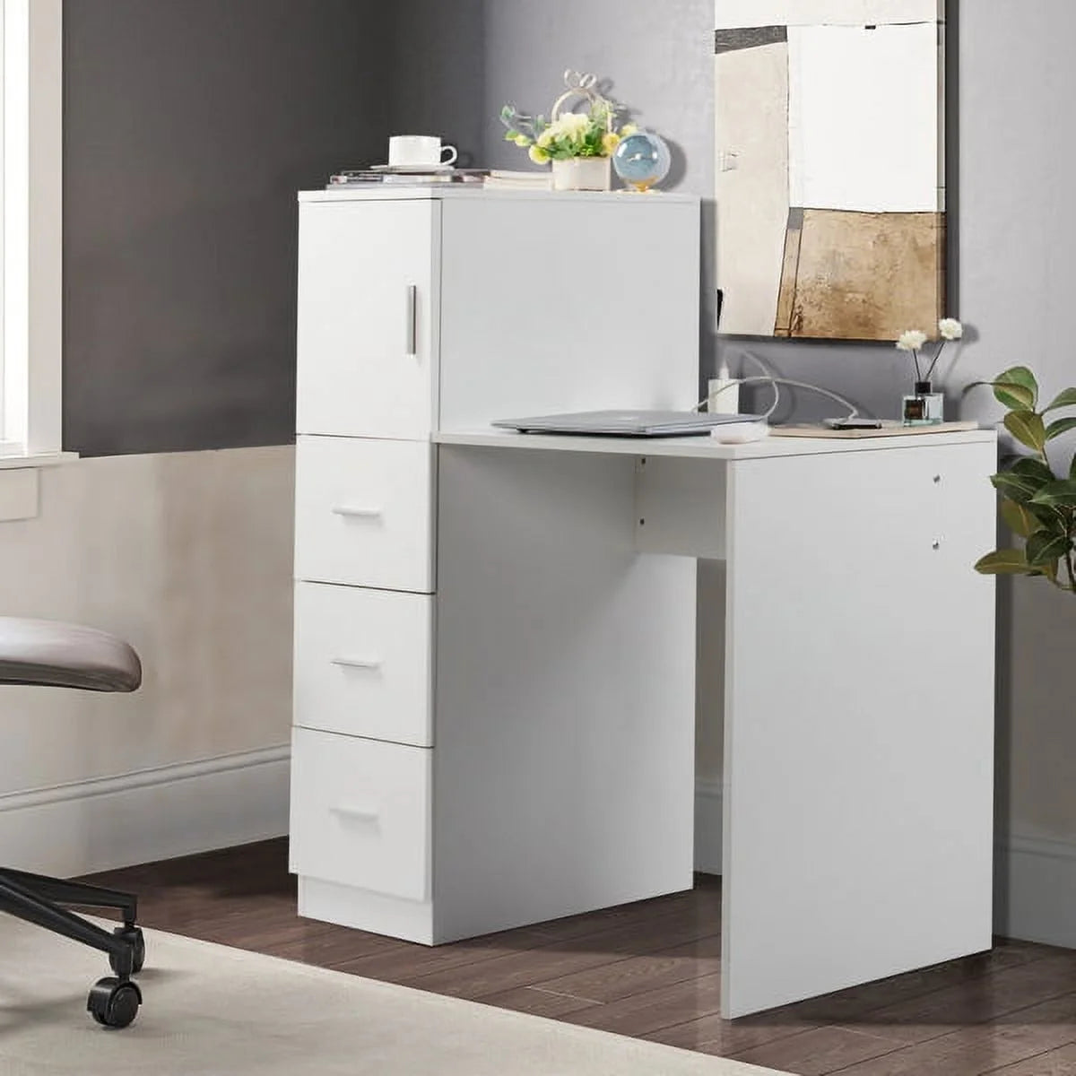 White Office Desk with 3 Storage Drawers E951
