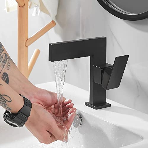 Matte Black Ultra-Thin Waterfall Bathroom Faucet U222141
