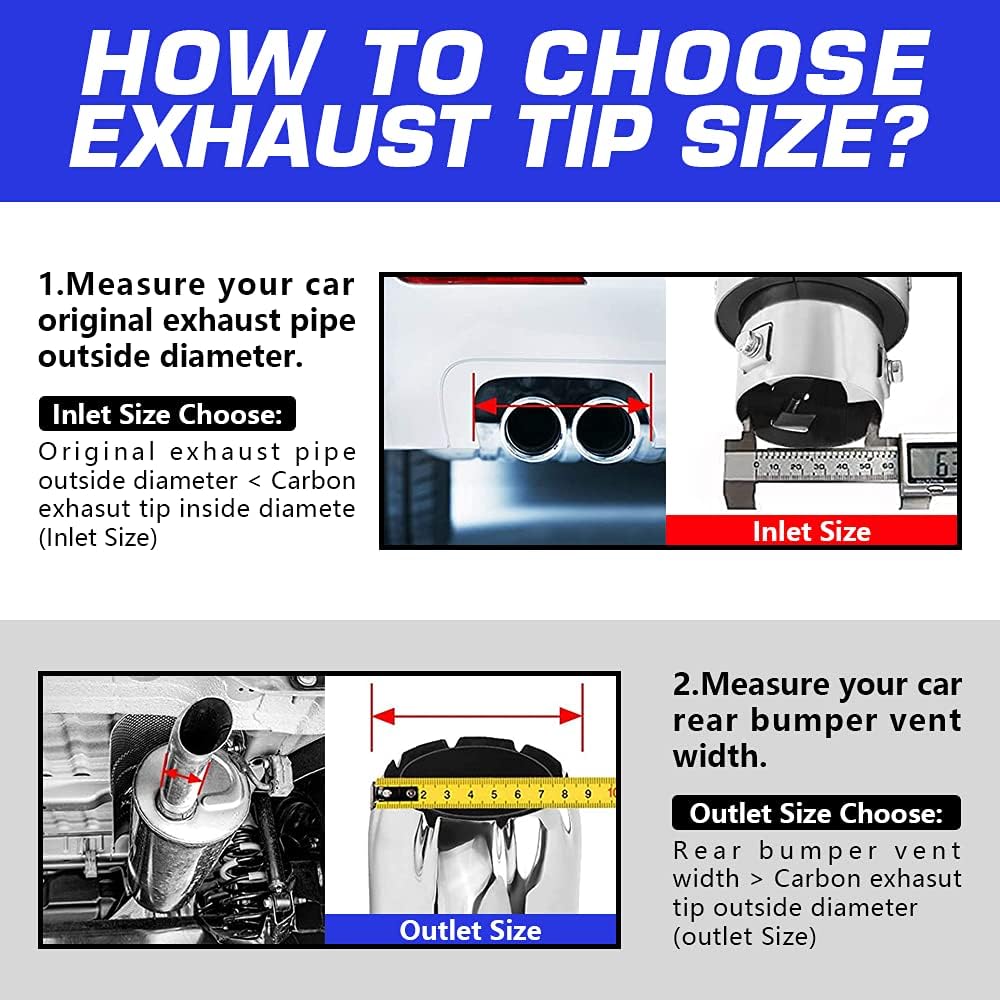 2.5" Inlet 3.5" Outlet LED Exhaust Tip Burnt Type 6.5" Length Car Exhaust Tail Pipe Pack of 2 T459