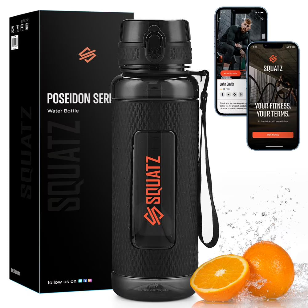 1100ml Sports Water Bottle with Strainer (Black) H3631