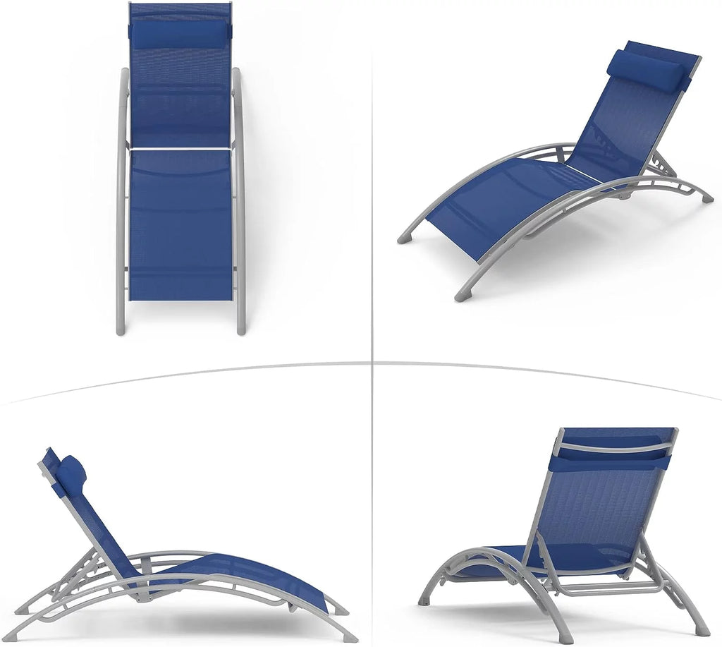 Aluminum Lounge Chair Set of 3 with Side Table Z963493