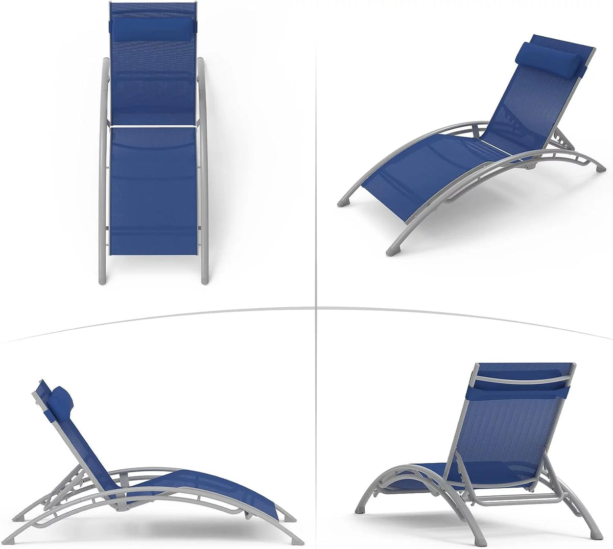 Aluminum Lounge Chair Set of 3 with Side Table Z963493
