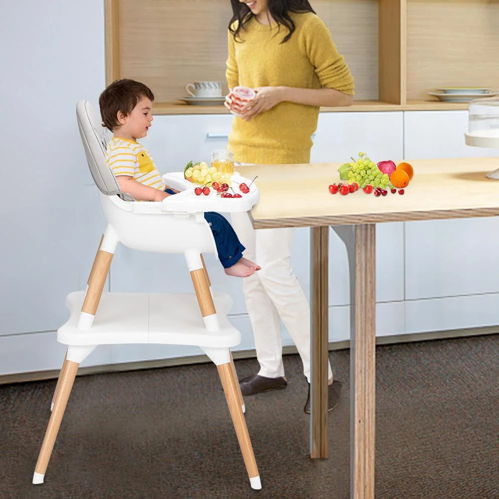 Wooden Gray Convertible High Chair Z213345