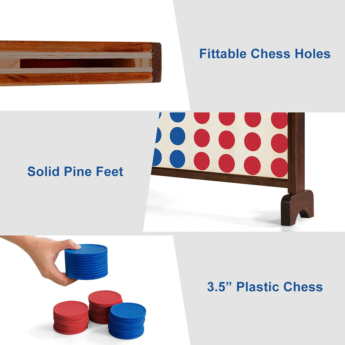 4 In A Row Wood Board Game with Carrying Bag S18135