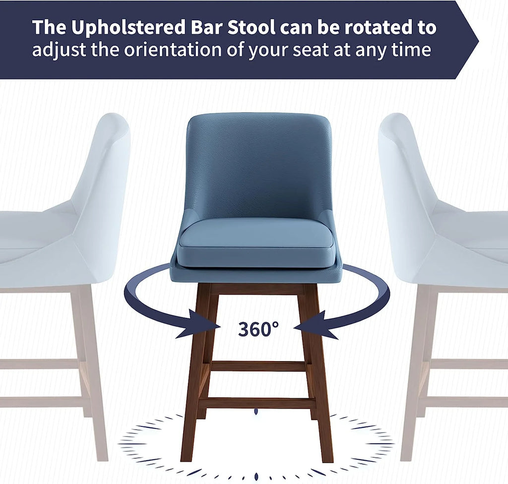 Blue 26" H Swivel Upholstered Bar Stools Set of 4 C169