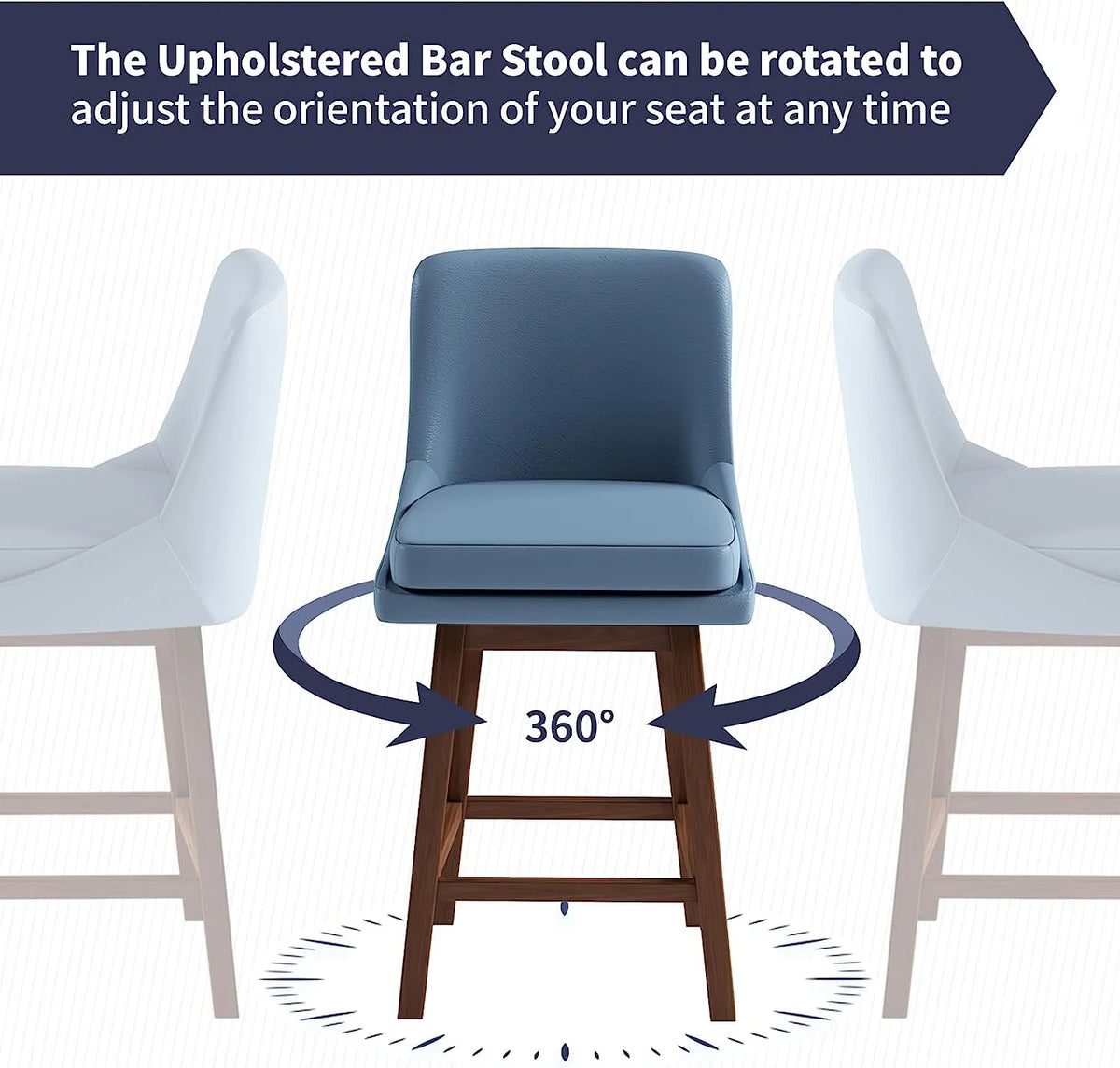 Blue 26" H Swivel Upholstered Bar Stools Set of 4 C169