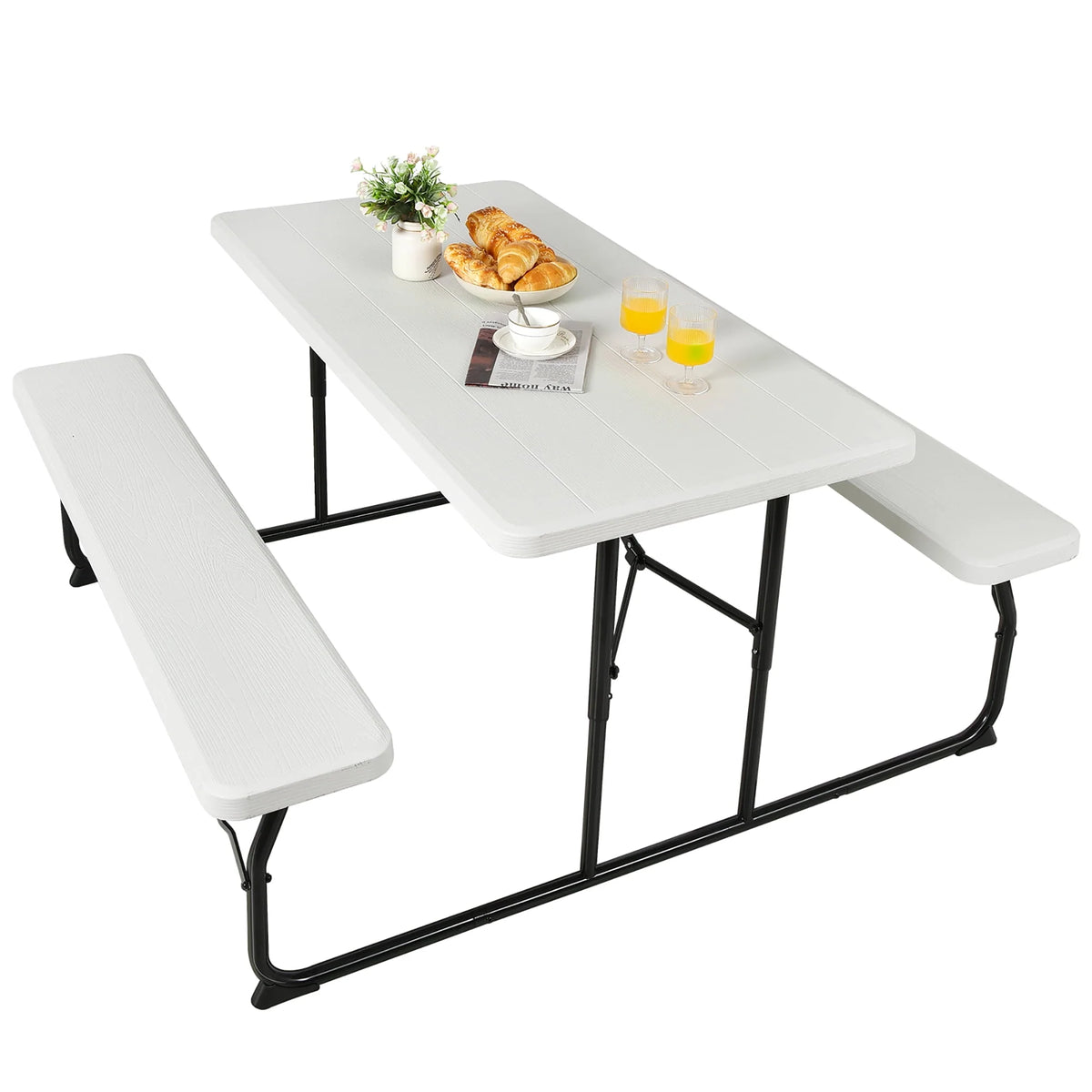 Folding Picnic Table Bench Set Grey O778383