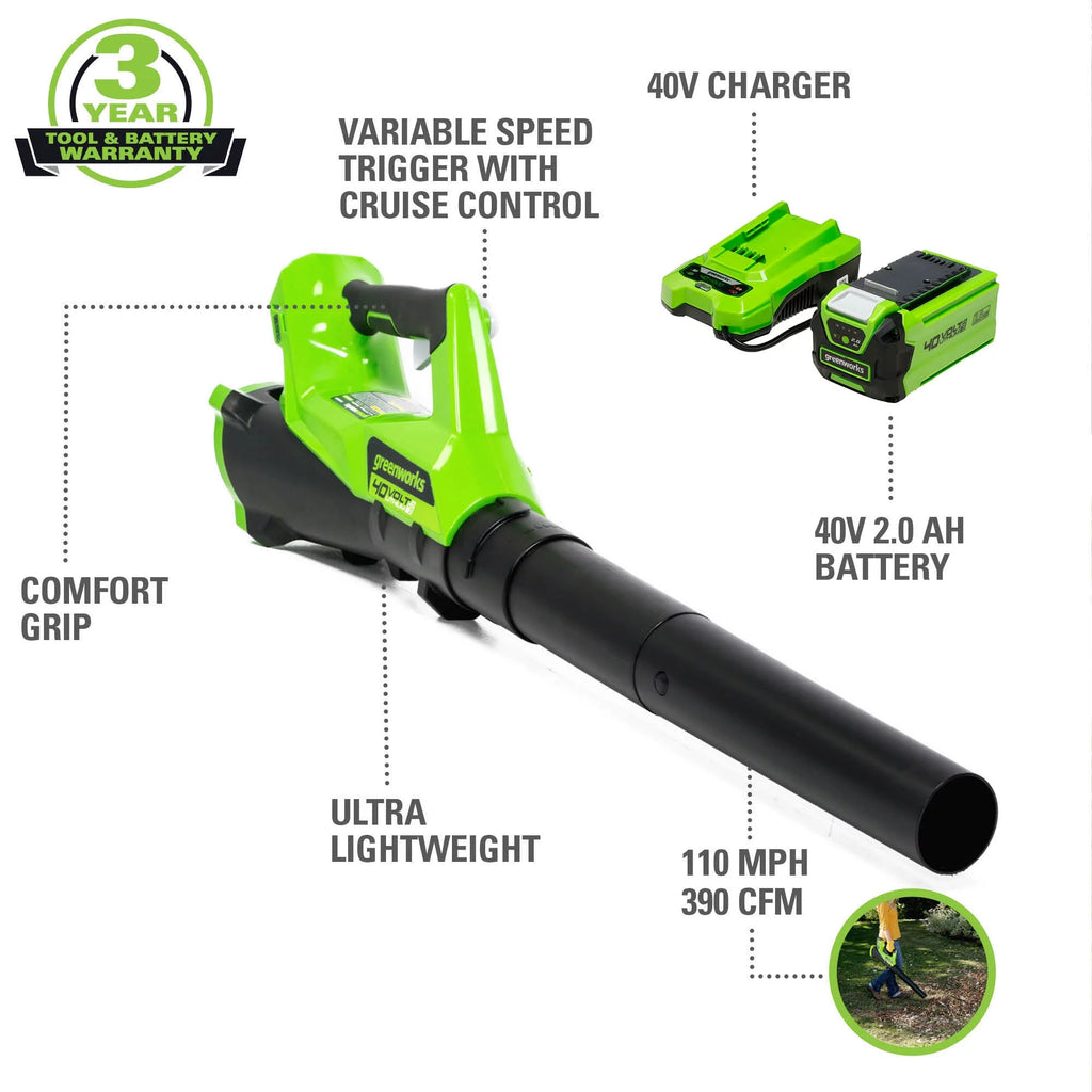 40V String Trimmer Leaf Blower Combo with 2.0 Ah Battery L963