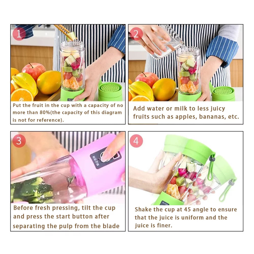 Portable Mini Blender USB Rechargeable Pink Z9893