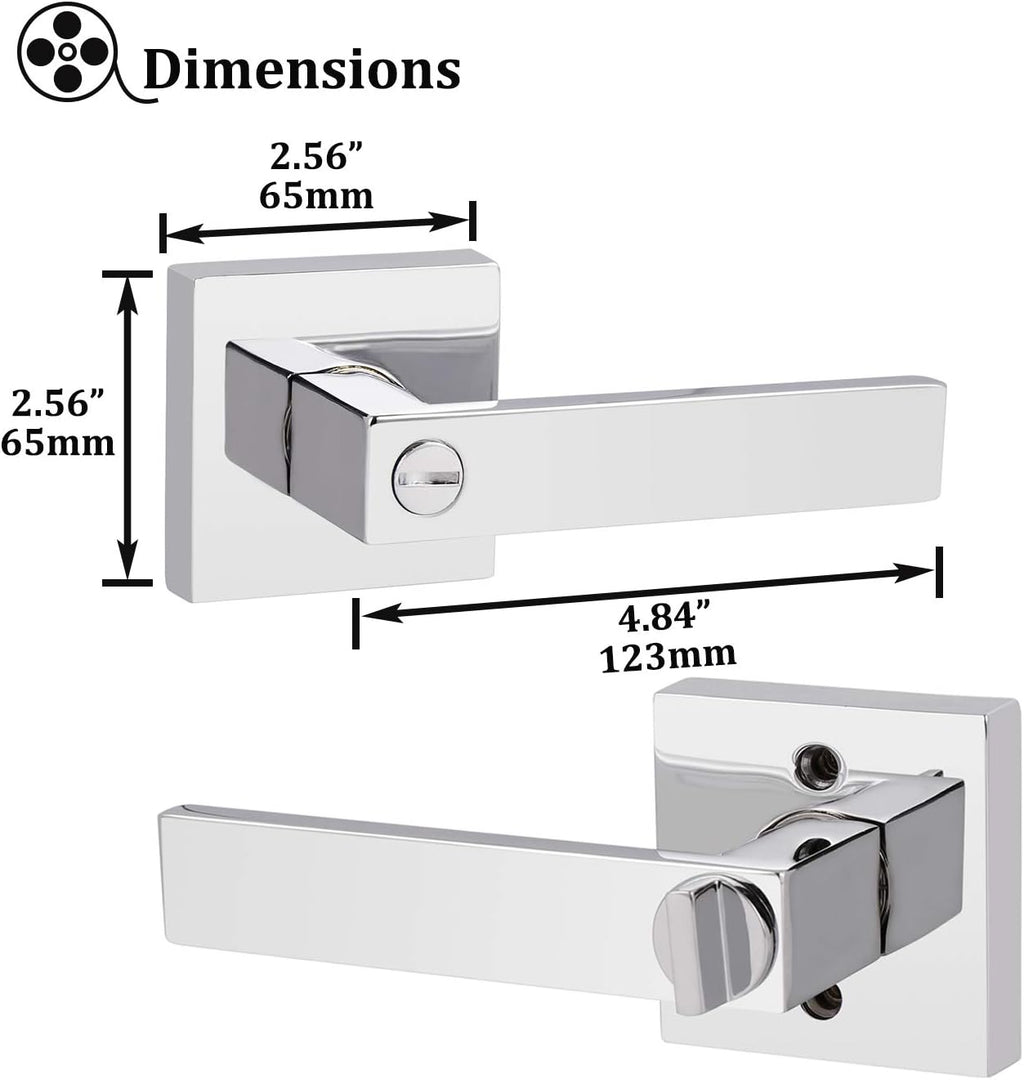 Polished Chrome Square Privacy Levers 5 Pack A1703