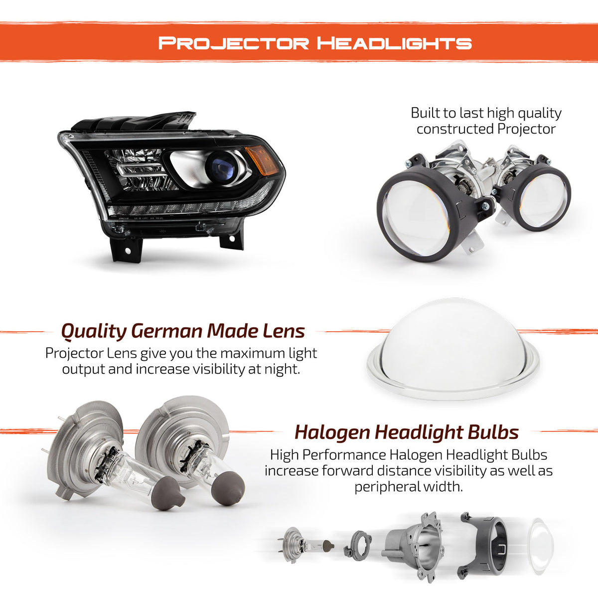 Black Bezel Projector Headlight with LED DRL E861681